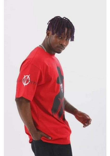 Unisex Oversize Baskılı Bisiklet Yaka T-Shirt fiyatları