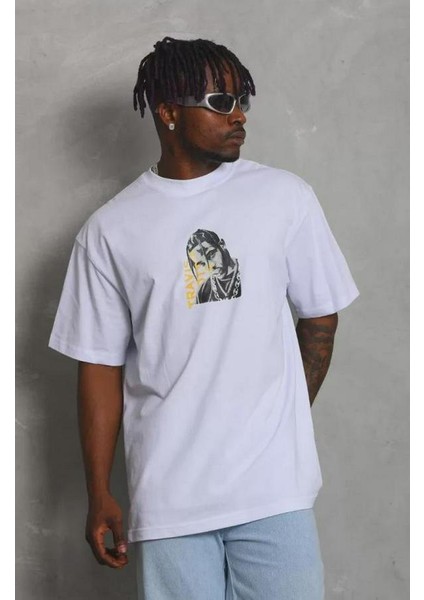 Unisex Oversize Baskılı Bisiklet Yaka T-Shirt fiyatları