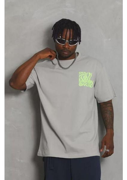 Unisex Oversize Baskılı Bisiklet Yaka T-Shirt fiyatları