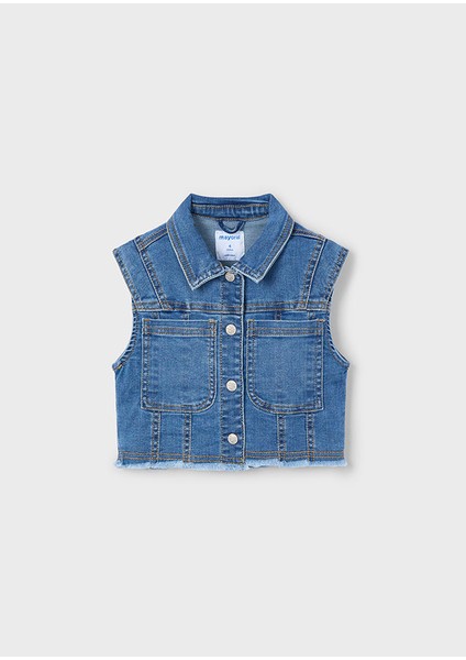 Kız Çocuk Denim Yelek Mavi 3364