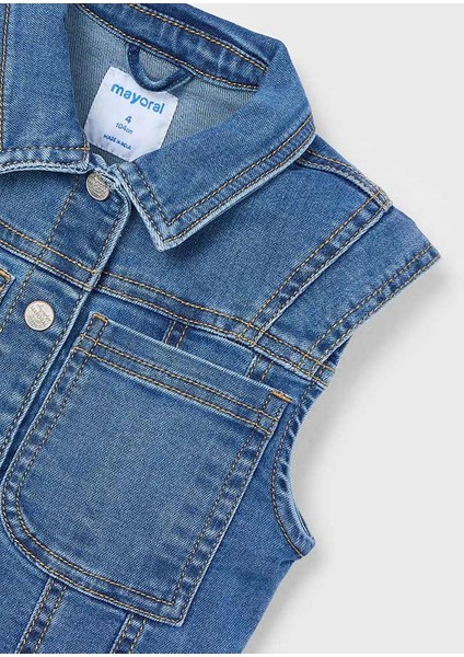 Kız Çocuk Denim Yelek Mavi 3364