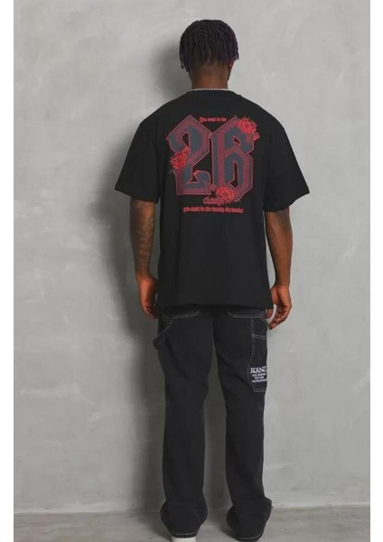 Unisex Oversize Baskılı Bisiklet Yaka T-Shirt fiyatları