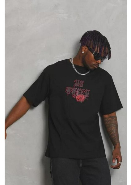 Unisex Oversize Baskılı Bisiklet Yaka T-Shirt modelleri