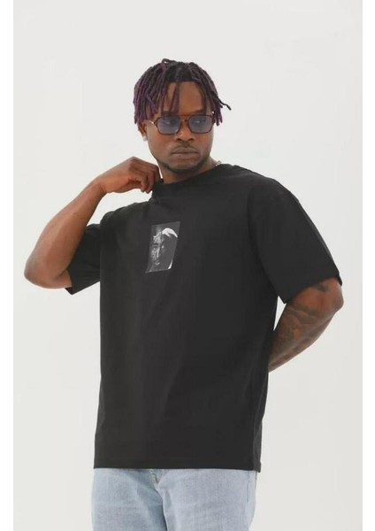 Unisex Oversize Baskılı Bisiklet Yaka T-Shirt fiyatları