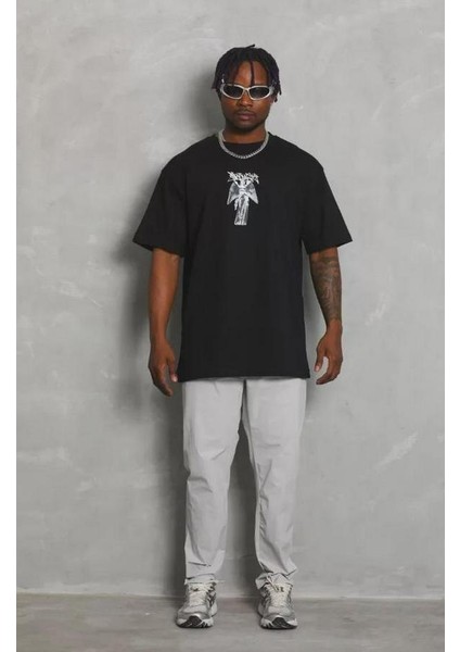 Unisex Oversize Baskılı Bisiklet Yaka T-Shirt modelleri