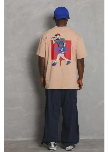 Unisex Oversize Baskılı Bisiklet Yaka T-Shirt modelleri