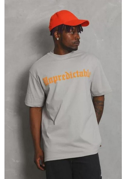 Unisex Oversize Baskılı Bisiklet Yaka T-Shirt
