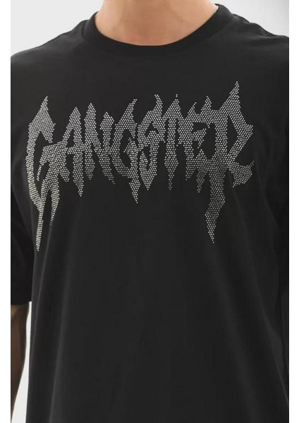 Unisex Oversize Taşlı Bisiklet Yaka T-Shirt modelleri