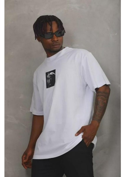 Unisex Oversize Baskılı Bisiklet Yaka T-Shirt fiyatları