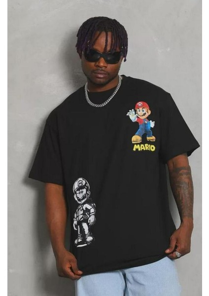 Unisex Oversize Baskılı Bisiklet Yaka T-Shirt modelleri