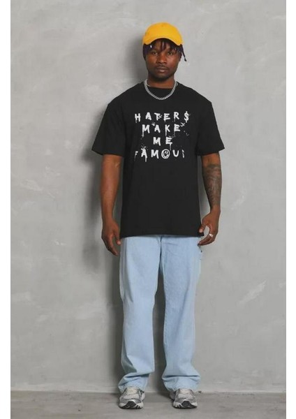 Unisex Oversize Baskılı Bisiklet Yaka T-Shirt modelleri