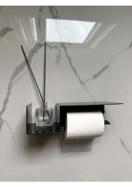 Dekoratif Wc Kağıt Rulo Peçetelik - Metal Bölmeli Tuvalet Kağıtlığı Çubuklu Oda Kokusu Hediyeli