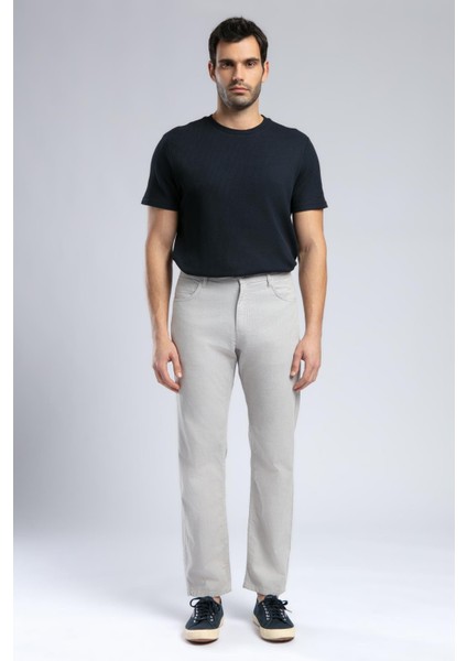 Ricky Yüksek Bel Düz Kesim Düz Paça %100 Pamuk Gri Erkek Pantolon