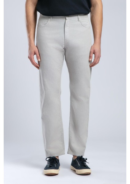 Ricky Yüksek Bel Düz Kesim Düz Paça %100 Pamuk Gri Erkek Pantolon fiyatları