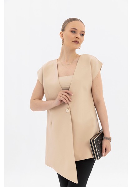 Gold Düğmeli, Sıfır Düşük Kol, Asimetrik Yelek modelleri