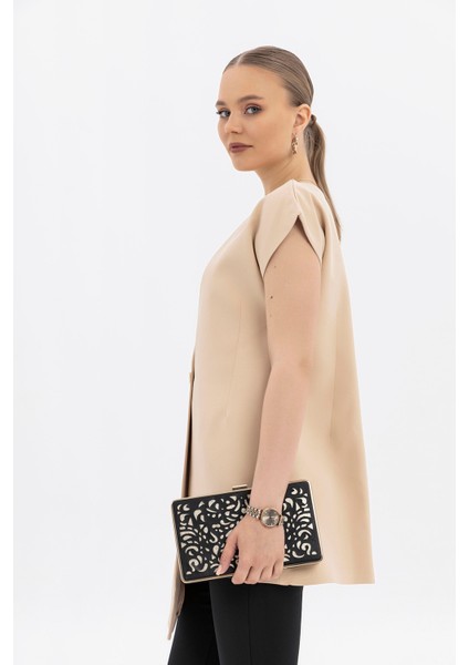 Gold Düğmeli, Sıfır Düşük Kol, Asimetrik Yelek fırsatları