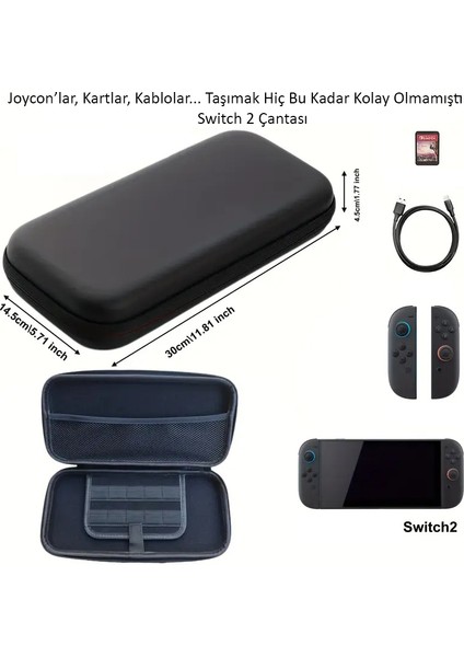 Nintendo Switch 2 Koruyucu Taşıma Çantası ve Temperli Cam Ekran Koruyucu ve Şok Emici Komple Kılıf Seti modelleri