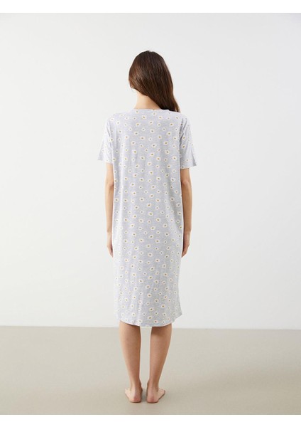 V Yaka Çiçekli Kadın Gecelik (S5) fırsatları