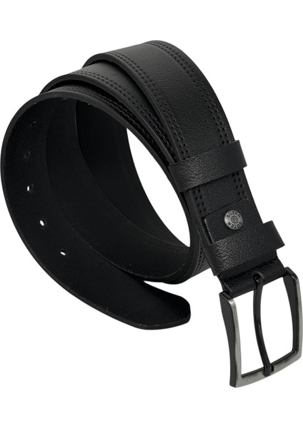 Siyah Hakiki Deri Desenli Çift Dikişli Model 4 Cm. Genişlikli Spor Kemer - 400-28 fiyatları