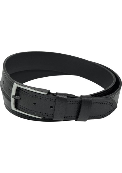Siyah Hakiki Deri Desenli Çift Dikişli Model 4 Cm. Genişlikli Spor Kemer - 400-28 fırsatları