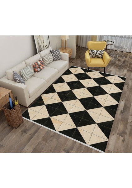 Lofy Halı Karo Desen Retro Görünümlü Halı Yıkanabilir 160X230 cm