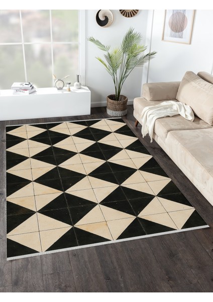 Lofy Halı Karo Desen Retro Görünümlü Halı Yıkanabilir 160X230 cm