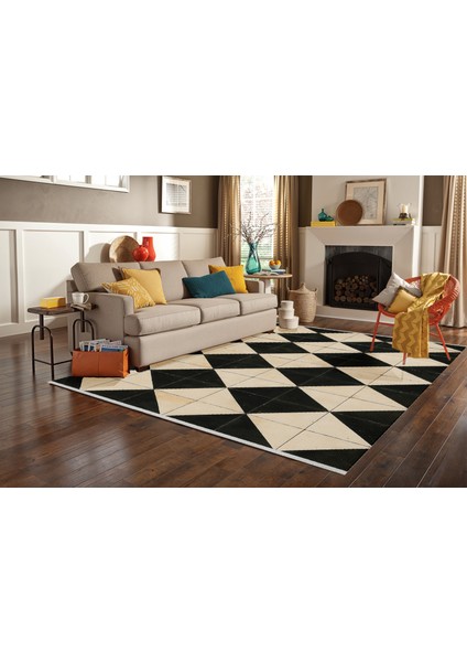 Lofy Halı Karo Desen Retro Görünümlü Halı Yıkanabilir 160X230 cm