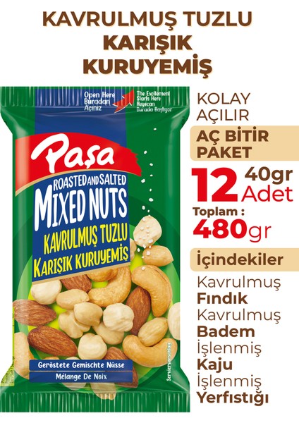 Kavrulmuş Karışık Lüx Kuruyemiş 40 gr x 12 Adet (Toplam 480 gr ) fiyatları