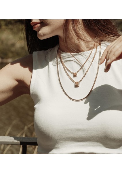 Rose Gold Ikili Ayarlanabilir Çelik Kolye
