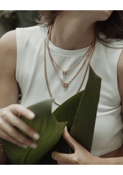 Rose Gold Ikili Ayarlanabilir Çelik Kolye fiyatları