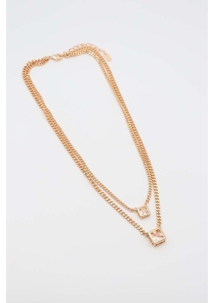 Rose Gold Ikili Ayarlanabilir Çelik Kolye modelleri