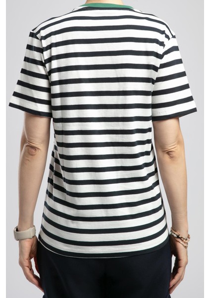 Malory Kadın %100 Pamuk O Yaka T-Shirt Ekru-Lacivert Çizgili fiyatları