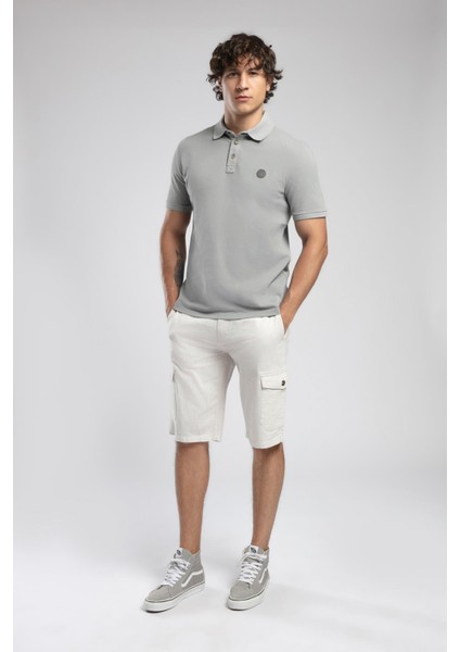 Mules Erkek %100 Pamuk Polo Yaka T-Shirt Gri