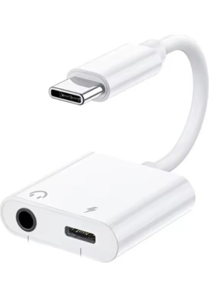 Type-C To 3.5mm Jack Kulaklık ve Şarj Kablosu Çoğaltıcı USB C Ses Aux Kablosu