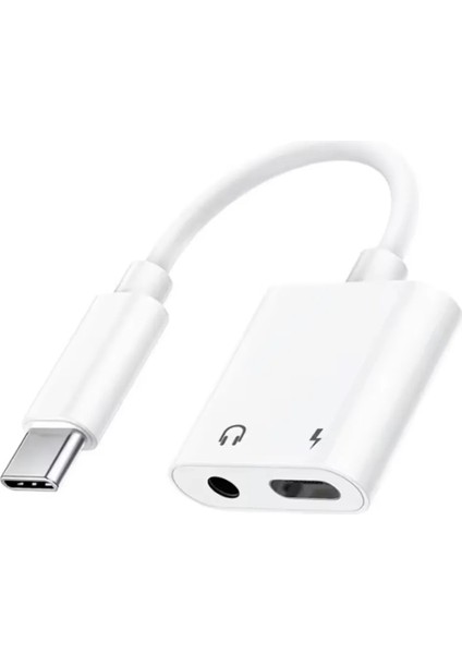 Type-C To 3.5mm Jack Kulaklık ve Şarj Kablosu Çoğaltıcı USB C Ses Aux Kablosu