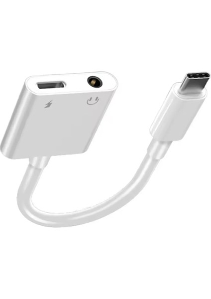 Type-C To 3.5mm Jack Kulaklık ve Şarj Kablosu Çoğaltıcı USB C Ses Aux Kablosu