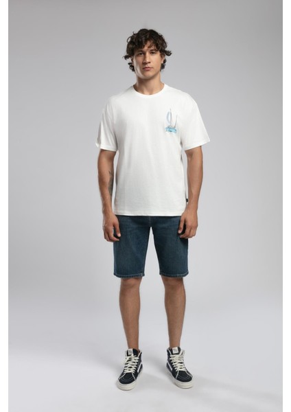 Kelvin Erkek %100 Pamuk O Yaka T-Shirt Ekru