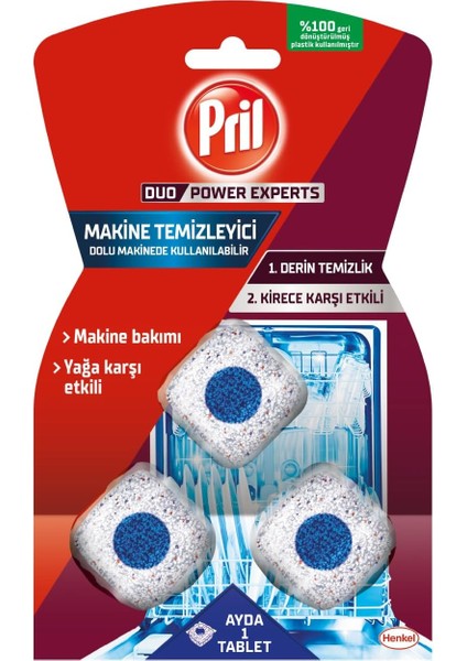 Power Kirece Karşı Etkili 3 Tablet Bulaşık Makinesi Temizleyici