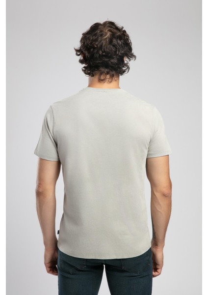 New Drawing Erkek %100 Pamuk O Yaka T-Shirt Haki modelleri