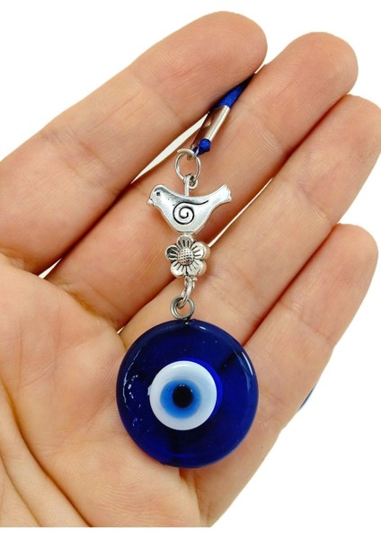 Cam Nazar Boncuğu Araba Dikiz Ayna Süsü Metal Kuş ve Çiçek Boncuklu El Yapımı Cam Hediyelik Aksesuar fiyatları