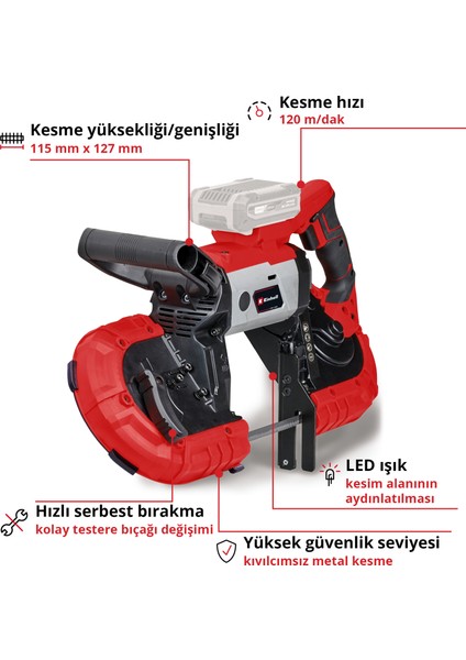 TE-MB 18/127 Li-Solo Power X-Change Akülü Şerit Testere (18 V, 115 mm Kesim Yüksekliği, 127 mm Kesim Genişliği, Taban, LED Aydınlatma, Metal için 2x Şerit, Akü dahil değildir) - 4504216 fiyatları