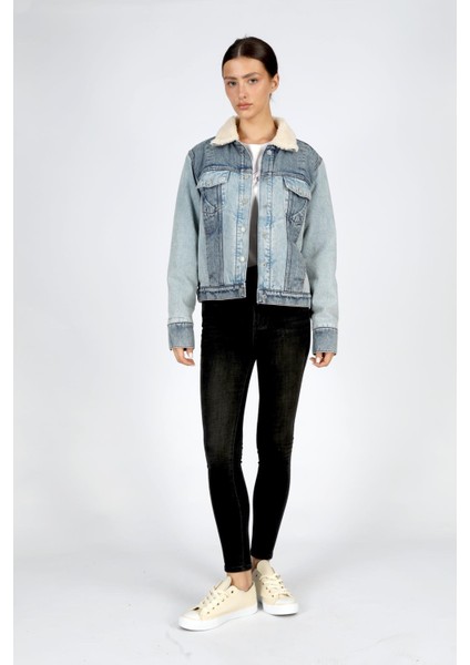 Valery Kadın %100 Pamuk Jean Ceket