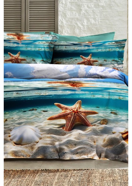 %100 Pamuk Ranforce Çeyizlik Luxury 5d Dijital Çift Kişilik Nevresim Takımı Deep Sea fiyatları