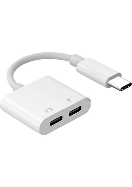 Type C To Type C Kulaklık Hızlı Şarj Giriş Çevirici Çoklayıcı Çoğaltıcı Splitter Adaptör