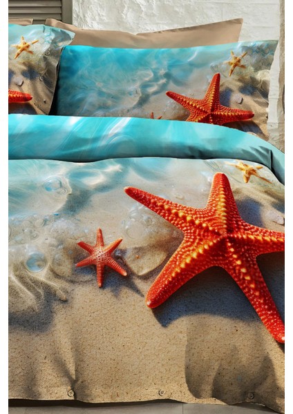 %100 Pamuk Ranforce Çeyizlik Luxury 5d Dijital Çift Kişilik Nevresim Takımı Sea Stars modelleri