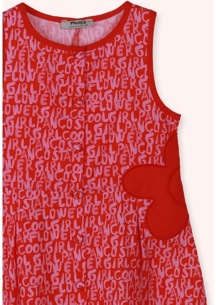 Kız Çocuk Çiçek Detaylı Desenli Nar Elbise fiyatları