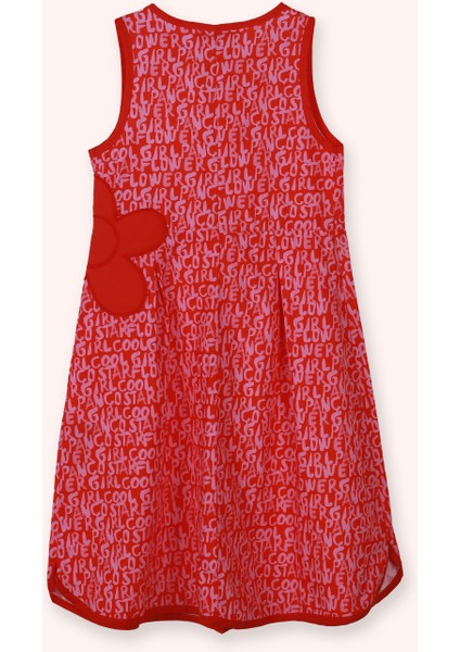 Kız Çocuk Çiçek Detaylı Desenli Nar Elbise modelleri