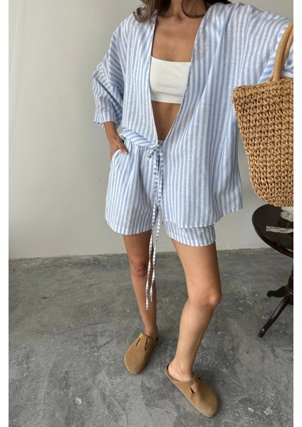 Çizgili Tunik - Şort Takım - Mavi fiyatları