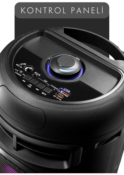Mxboom Karaoke Mikrofonlu Bluetooth Hoparlör Parti LED Işıklı Ses Sistemi
