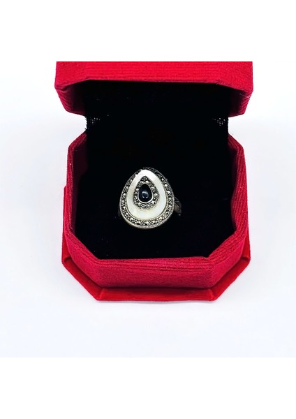 Damla Model Sedef Oltu Taşı Işçilikli 925 Ayar Gümüş Yü modelleri